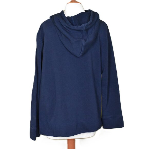 LOFT Hoodie XL Navy Blue Long Sleeve Cotton Blend Draw String - Picture 3 of 5